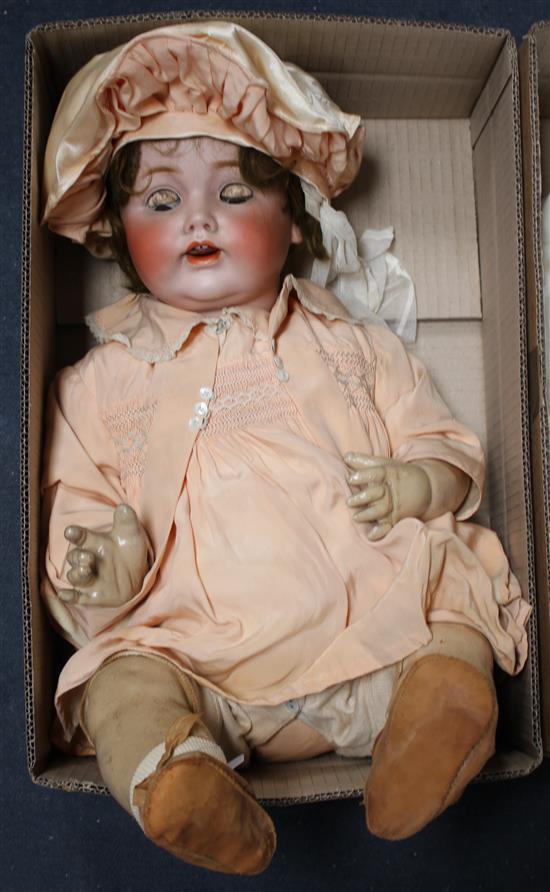 A Kestner 257 doll, body overpainted, 24in., finger on left hand damaged